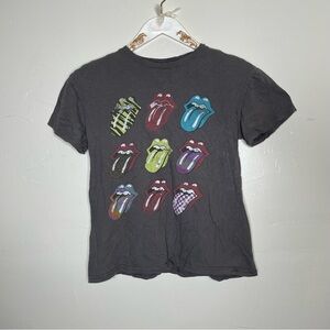 THE ROLLING STONES LOGO MULTICOLOR GRAY T SHIRT SZ S
